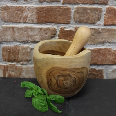 Natural Teak Pestle & Mortar Med Natural Teak Pestle & Mortar Med