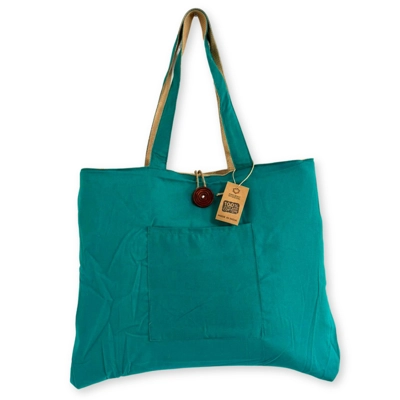 Jute & Cotton Reversible Big Bag - Teal Jute & Cotton Reversible Big Bag - Teal