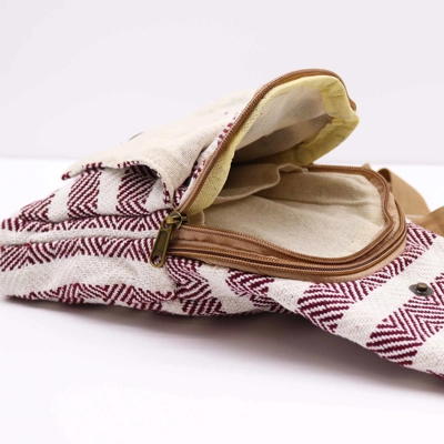 Body Cross Bag Natural Cotton - Burgundy & White Body Cross Bag Natural Cotton - Burgundy & White