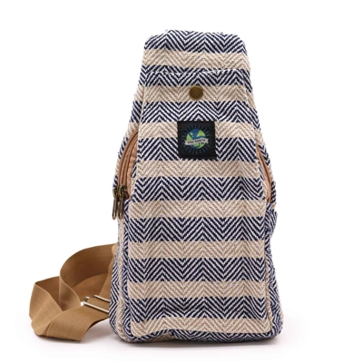 Body Cross Bag Natural Cotton - Tan & Navy Body Cross Bag Natural Cotton - Tan & Navy