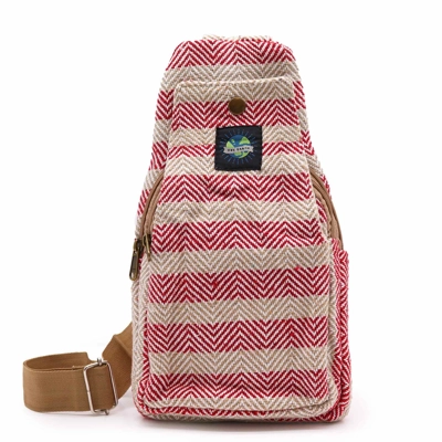 Body Cross Bag Natural Cotton - Tan & Pink Body Cross Bag Natural Cotton - Tan & Pink