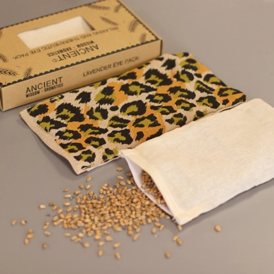 Lavender Natural Cotton and Juco Eye Pillow in Gift Box - Night Leopard Lavender Natural Cotton and Juco Eye Pillow in Gift Box - Night Leopard