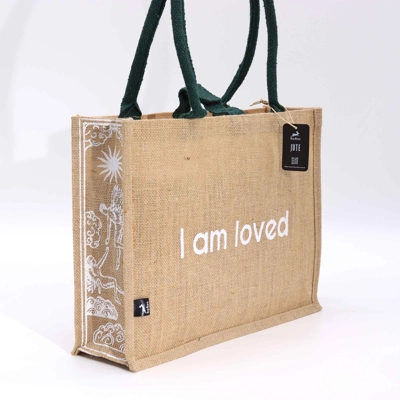 Hop Hare Jute Big Bag - I am Loved Hop Hare Jute Big Bag - I am Loved