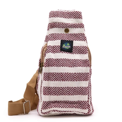 Body Cross Bag Natural Cotton - Burgundy & White Body Cross Bag Natural Cotton - Burgundy & White