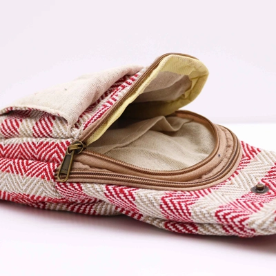 Body Cross Bag Natural Cotton - Tan & Pink Body Cross Bag Natural Cotton - Tan & Pink