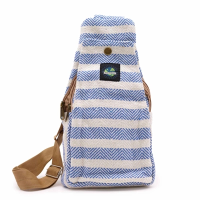 Body Cross Bag Natural Cotton - Blue & White Body Cross Bag Natural Cotton - Blue & White