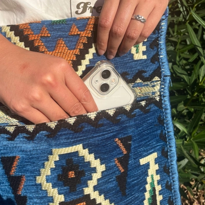 Sky Blue Kilim Messenger Festival Bag Sky Blue Kilim Messenger Festival Bag