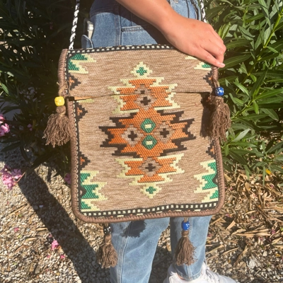 Biege Kilim Messenger Festival Bag Biege Kilim Messenger Festival Bag