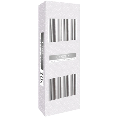 10x Taper Candle - Silver Metallic 10x Taper Candle - Silver Metallic