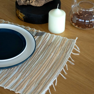 Water Hyacinth Natural Placemat - Natural Tiger with Fringe Water Hyacinth Natural Placemat - Natural Tiger with Fringe