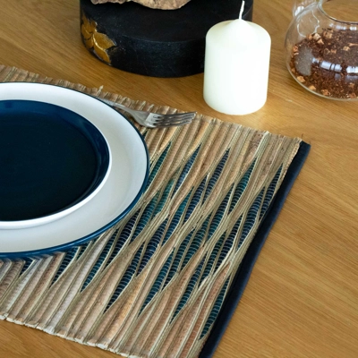Water Hyacinth Natural Placemat - Blue Waves Water Hyacinth Natural Placemat - Blue Waves