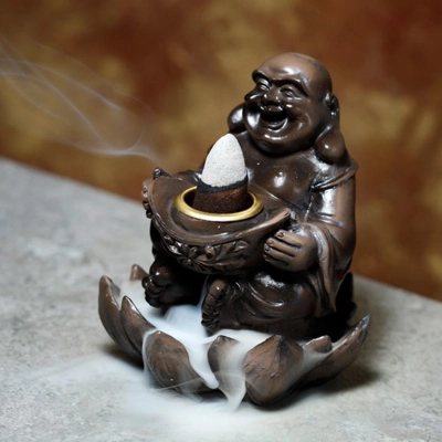Wood Effect Lucky Buddha Backflow Incense Burner Wood Effect Lucky Buddha Backflow Incense Burner