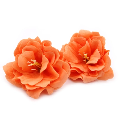10x Craft Soap Flower - Small Peony - Orange