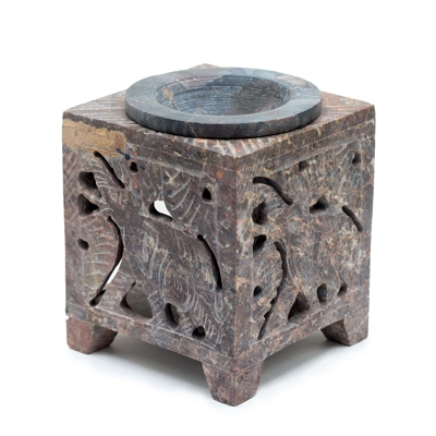 Square Soapstone Oil Burner 10x7.5cm - Elephant Square Soapstone Oil Burner 10x7.5cm - Elephant