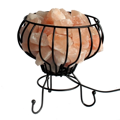 Low Salt Rock Brazier, Pink Salt Chunks, Cable & Bulb Low Salt Rock Brazier, Pink Salt Chunks, Cable & Bulb