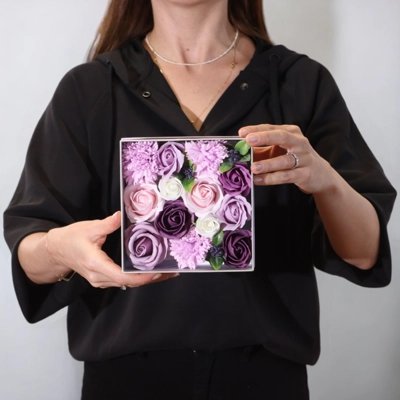 Square Box - Lavender Rose & Carnation Square Box - Lavender Rose & Carnation