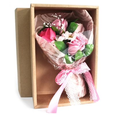 Boxed Hand Soap Flower Bouquet - Pink Boxed Hand Soap Flower Bouquet - Pink
