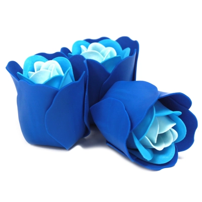 Set of 3 Soap Flower Heart Box - Blue Wedding Roses Set of 3 Soap Flower Heart Box - Blue Wedding Roses