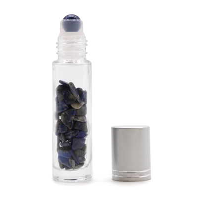 Gemstone Essential Oil Roller Bottle - Sodalite - Silver Cap Gemstone Essential Oil Roller Bottle - Sodalite - Silver Cap