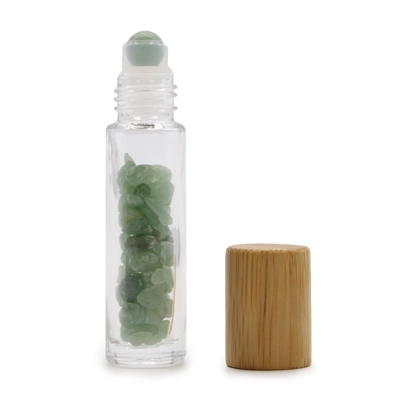 Gemstone Essential Oil Roller Bottle - Aventurine - Wooden.. Gemstone Essential Oil Roller Bottle - Aventurine - Wooden..