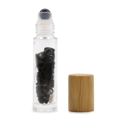 Gemstone Essential Oil Roller Bottle - Black Tourmaline - .. Gemstone Essential Oil Roller Bottle - Black Tourmaline - ..