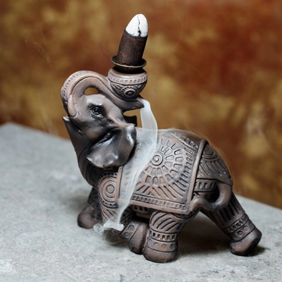 Wood Effect Elephant Backflow Incense Burner Wood Effect Elephant Backflow Incense Burner