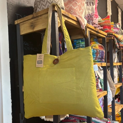 Jute & Cotton Reversible Big Bag - Pistachio Jute & Cotton Reversible Big Bag - Pistachio