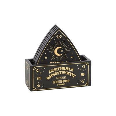 Black Talking Board Planchette Coaster Set Black Talking Board Planchette Coaster Set