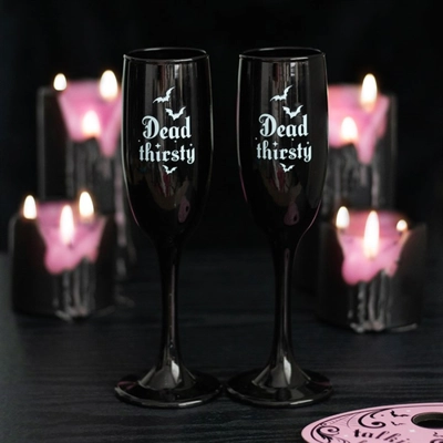 Set of 2 Dead Thirsty Champagne Flutes Set of 2 Dead Thirsty Champagne Flutes