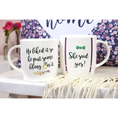 Set of 2 She Said Yes Mugs