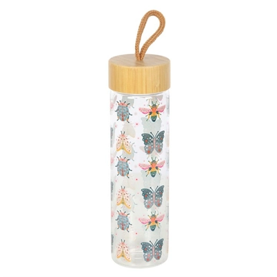 Floral Bug Print Glass Water Bottle Floral Bug Print Glass Water Bottle