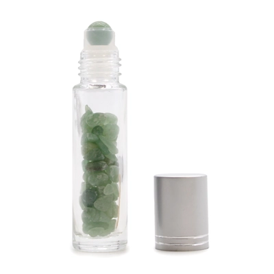 Gemstone Essential Oil Roller Bottle - Aventurine - Silver.. Gemstone Essential Oil Roller Bottle - Aventurine - Silver..