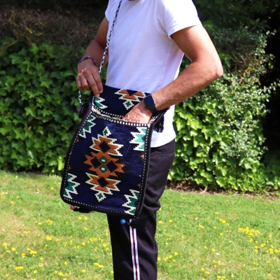 Dark Navy Kilim Messenger Festival Bag Dark Navy Kilim Messenger Festival Bag