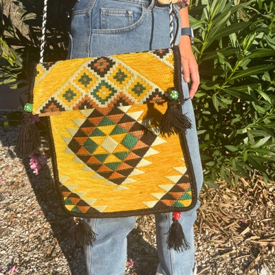 Yellow Kilim Messenger Festival Bag Yellow Kilim Messenger Festival Bag