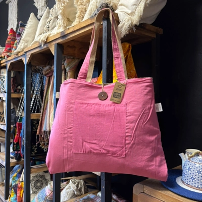 Jute & Cotton Reversible Big Bag - Pink Jute & Cotton Reversible Big Bag - Pink
