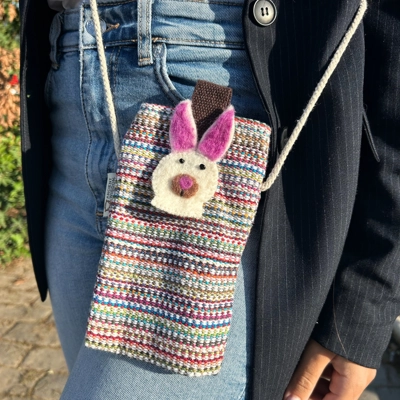 Phone Holder Bag Stripes Pink - bunny decor Phone Holder Bag Stripes Pink - bunny decor