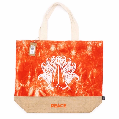 All Natural Bag - Orange Stonewash - Namaste Hand - Peace All Natural Bag - Orange Stonewash - Namaste Hand - Peace
