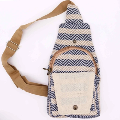 Body Cross Bag Natural Cotton - Tan & Navy Body Cross Bag Natural Cotton - Tan & Navy