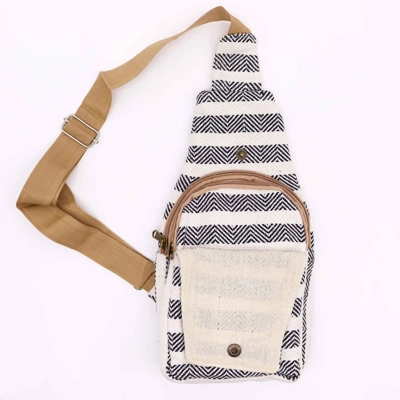 Body Cross Bag Natural Cotton - Black & White Body Cross Bag Natural Cotton - Black & White