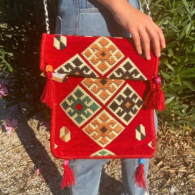 Red Kilim Messenger Festival Bag Red Kilim Messenger Festival Bag