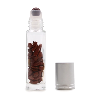 Gemstone Essential Oil Roller Bottle - Red Jasper - Silver.. Gemstone Essential Oil Roller Bottle - Red Jasper - Silver..