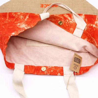 All Natural Bag - Orange Stonewash - Namaste Hand - Peace All Natural Bag - Orange Stonewash - Namaste Hand - Peace
