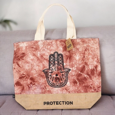 All Natural Bag - Terracotta Stonewash - Hamsa - Protection All Natural Bag - Terracotta Stonewash - Hamsa - Protection