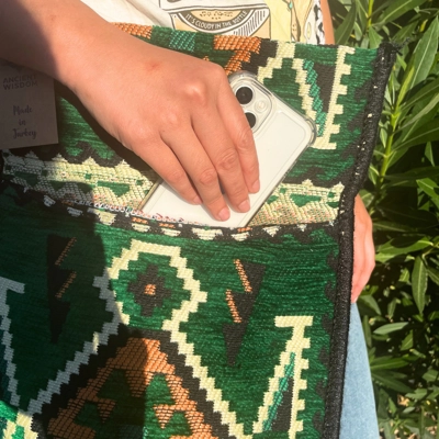 Emerald Green Kilim Messenger Festival Bag Emerald Green Kilim Messenger Festival Bag