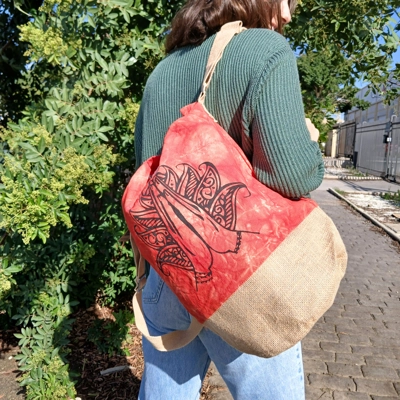 All Natural Backpack - Orange Stonewash - Namaste Hand All Natural Backpack - Orange Stonewash - Namaste Hand