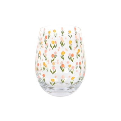 Tulip Print Stemless Glass