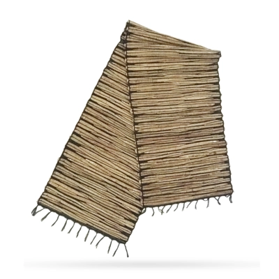 Water Hyacinth Natural Table Runner - Black Tiger with Fringe - 150cm Water Hyacinth Natural Table Runner - Black Tiger with Fringe - 150cm