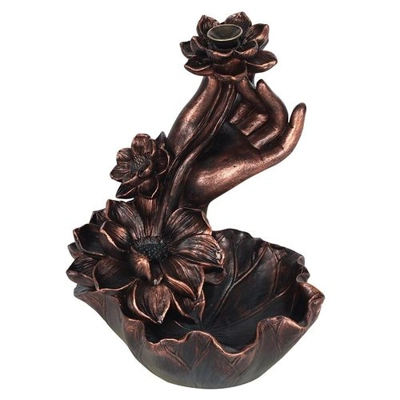 Bronze Effect Hand with Flower Backflow Incense Burner Bronze Effect Hand with Flower Backflow Incense Burner