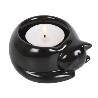 Black Cat Ceramic Tealight Candle Holder Black Cat Ceramic Tealight Candle Holder