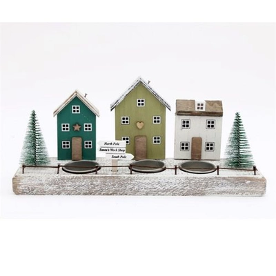 30cm Christmas House Triple Tealight Holder 30cm Christmas House Triple Tealight Holder